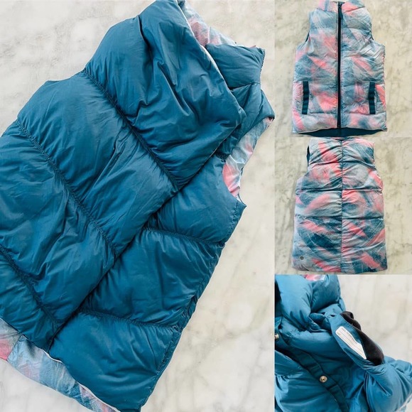 Ivivva Other - Ivivva Girls Vest Lululemon 8 Reversible Down Puffer Teal Pink Multi Winter